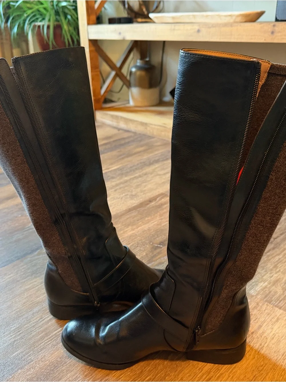 Life Stride Black Tall Riding-Style Leather Boots